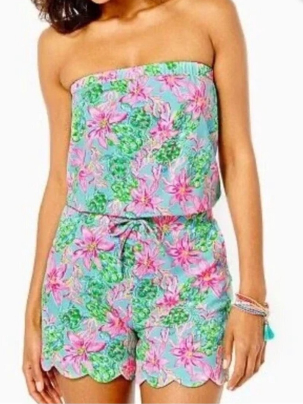 NWT Lilly Pulitzer Sz XS Jace Strapless SeaTurtle Romper Surf Blue so Shellegan